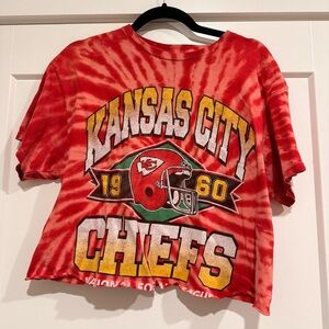 ‘47 Brand Kansas City Chiefs Red Tie Dye Cropped Graphic Tee - Large